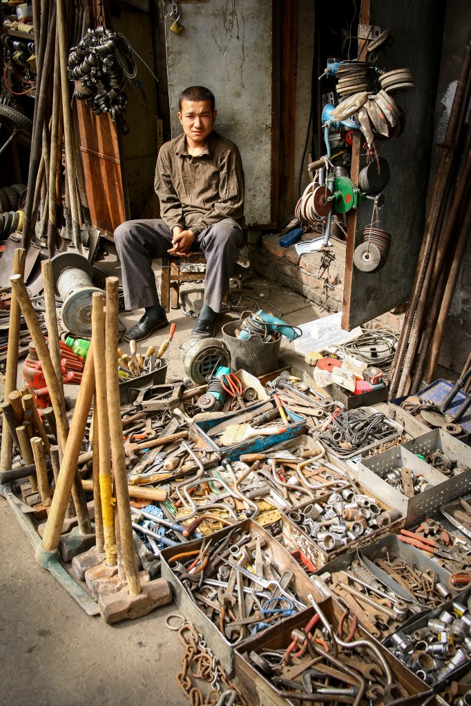 A used tool vendor in a Muslim Bazaar